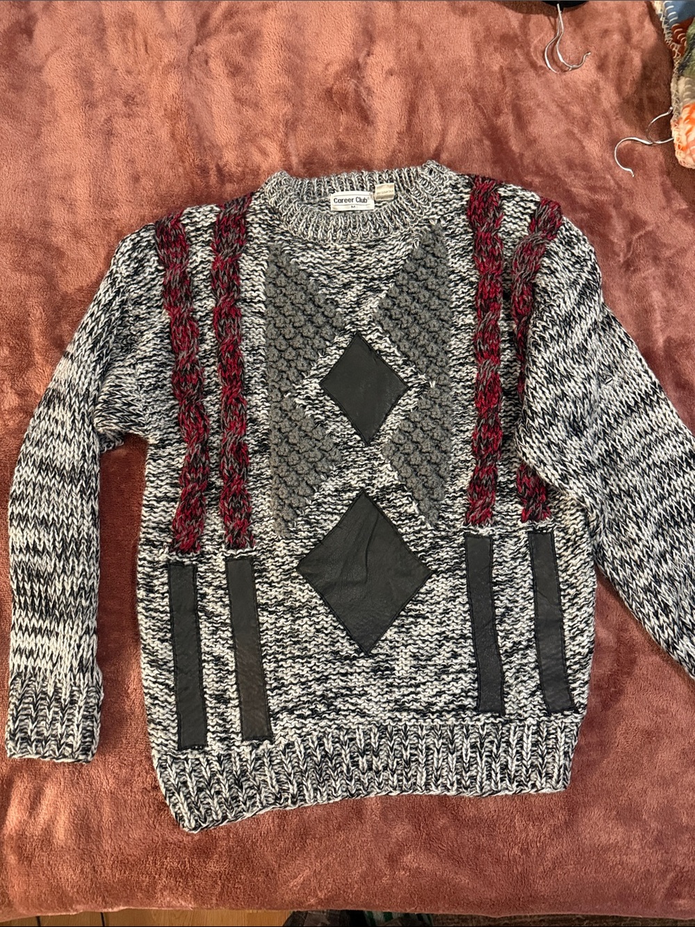 Vintage Sweater with Leather Accents